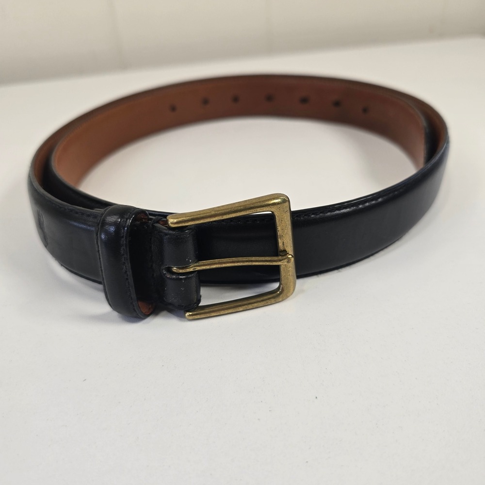 Polo Ralph Lauren Mens Black Leather Dress Belt Brass Buckle Size 34
